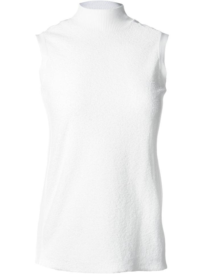 Astraet Textured High Neck Tank Top, Women's, White, Cotton/nylon