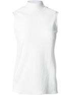 Astraet Textured High Neck Tank Top, Women's, White, Cotton/nylon
