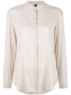 Eleventy Band Collar Shirt, Women's, Size: 40, Nude/neutrals, Silk/spandex/elastane