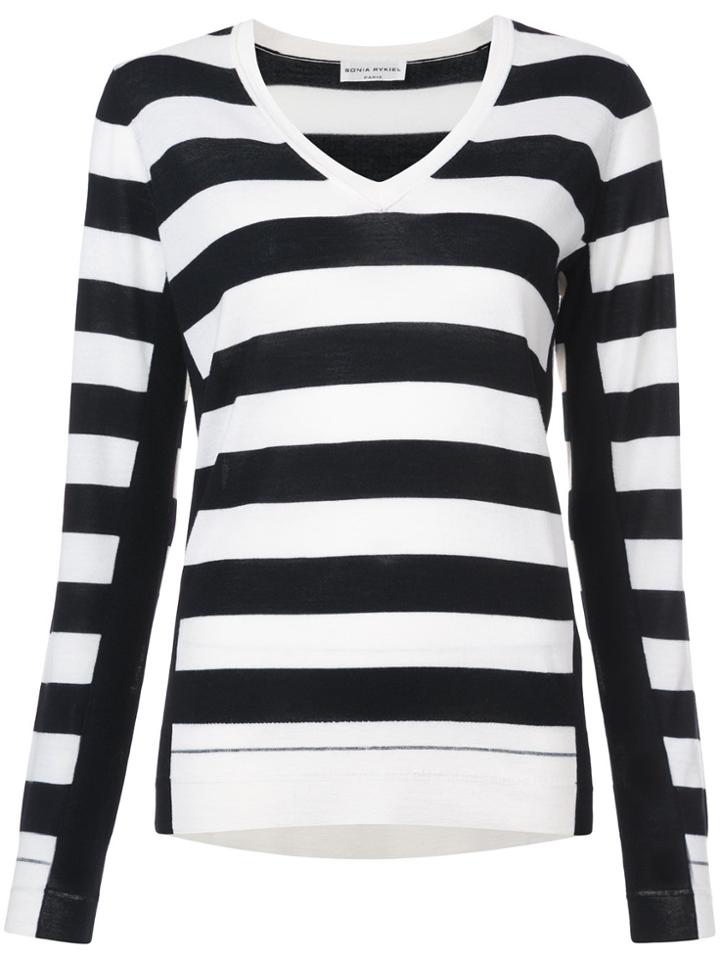 Sonia Rykiel Striped V-neck Jumper - White