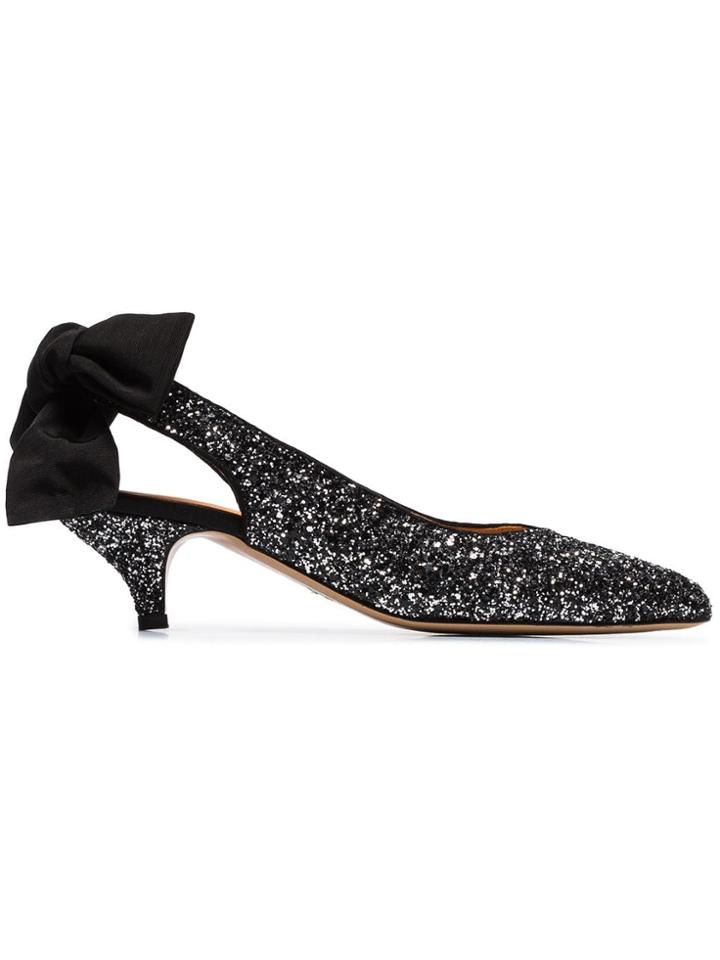 Ganni Silver Salme 50 Ribbon Tie Pumps