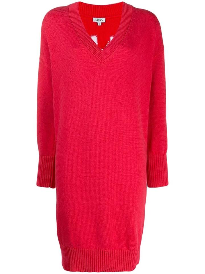 Kenzo Logo Sweater Dress - Red