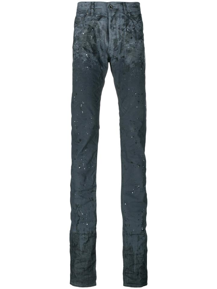 Diesel Black Gold - Elongated Distressed Jeans - Men - Cotton/polyester/spandex/elastane - 31, Grey, Cotton/polyester/spandex/elastane
