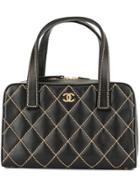 Chanel Vintage Wild-stitch Cc Logo Handbag - Black