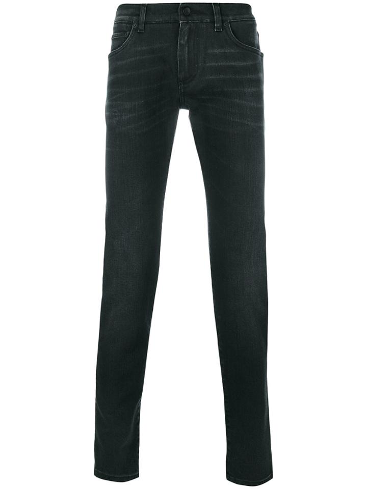 Dolce & Gabbana Distressed Slim-fit Jeans - Black