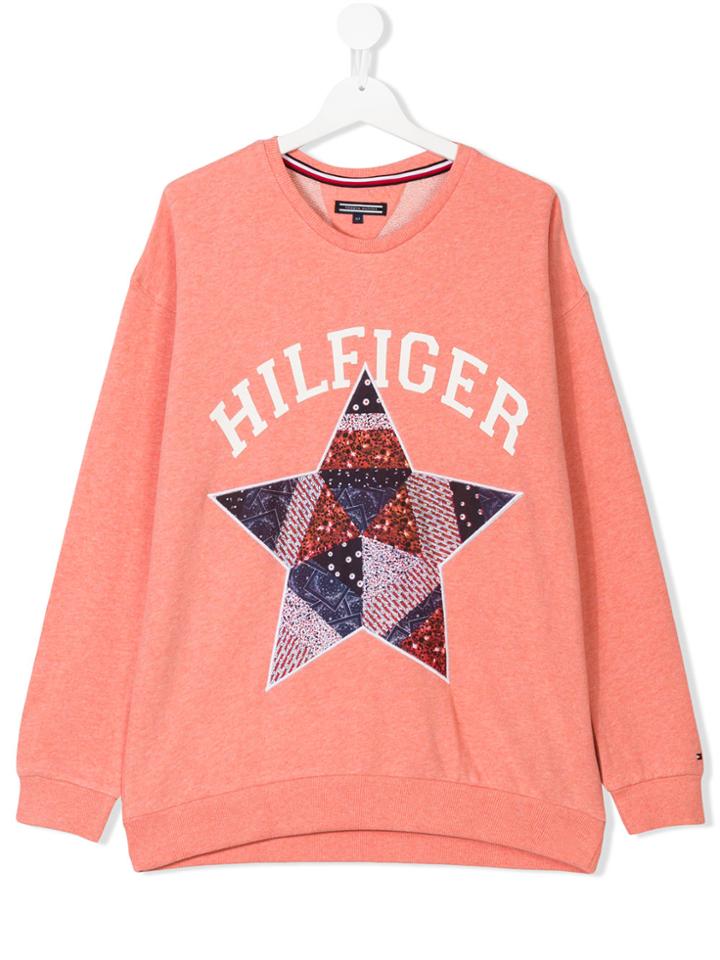Tommy Hilfiger Junior Teen Star Appliqué Sweatshirt - Pink & Purple