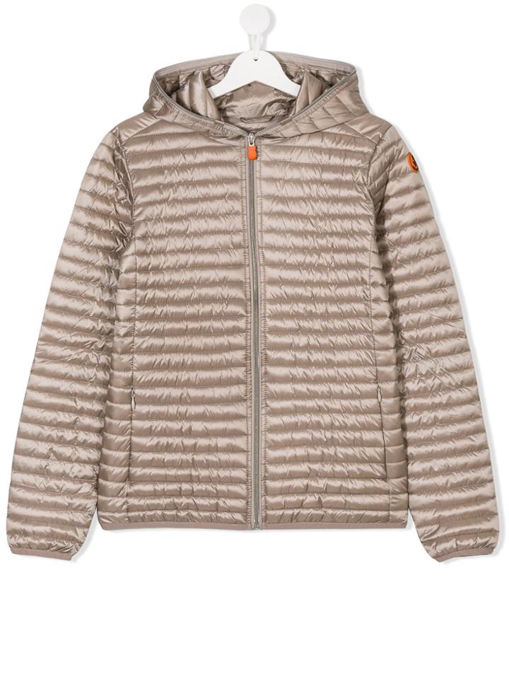 Save The Duck Kids Hooded Puffer Jacket - Metallic