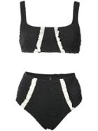 Morgan Lane High Waisted Jacquard Lusiana Bikini Set - Black