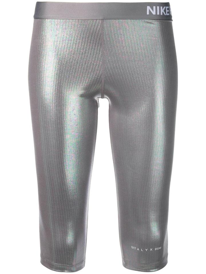 1017 Alyx 9sm Logo Print Biker Shorts - Silver