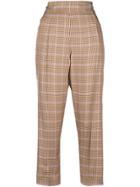 No21 Checked Paperbag Trousers - Brown