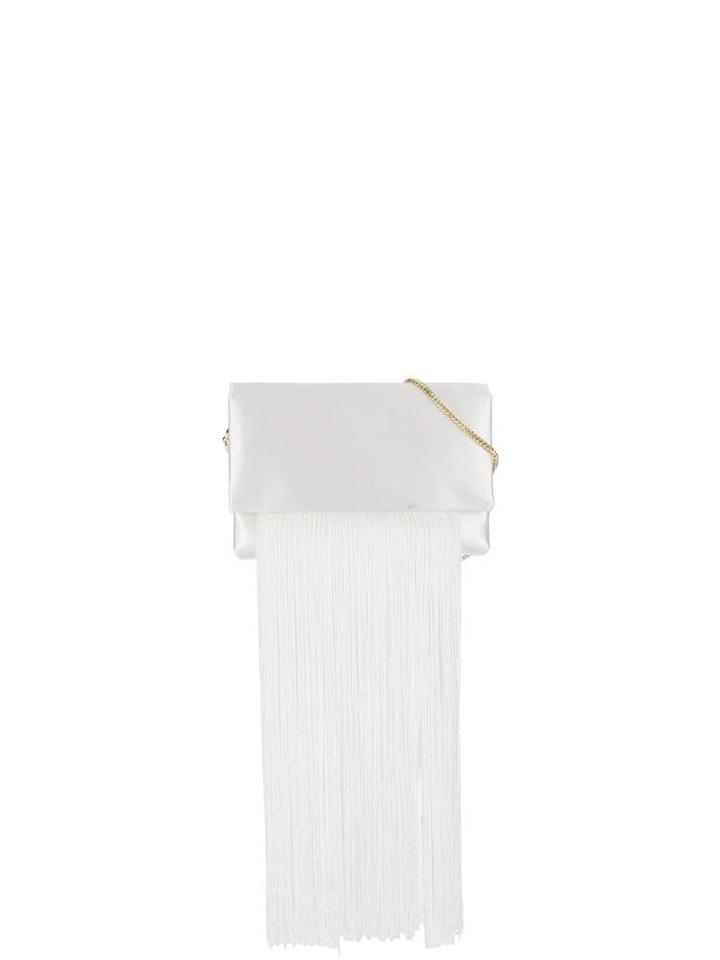 Galvan Fringed Flap Shoulder Bag - White