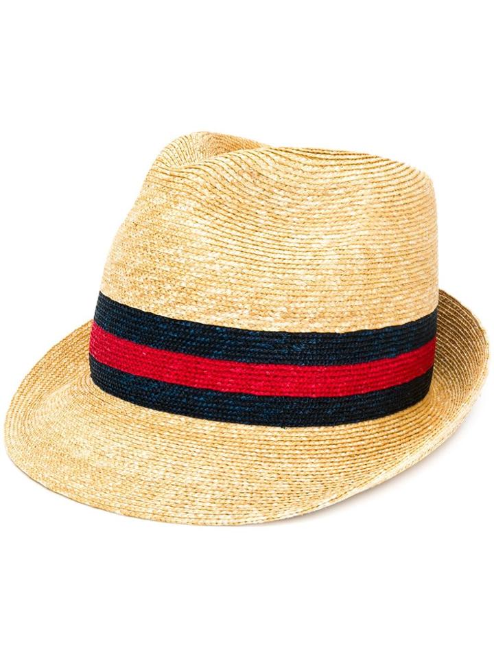 Gucci Woven Straw Fedora - Neutrals