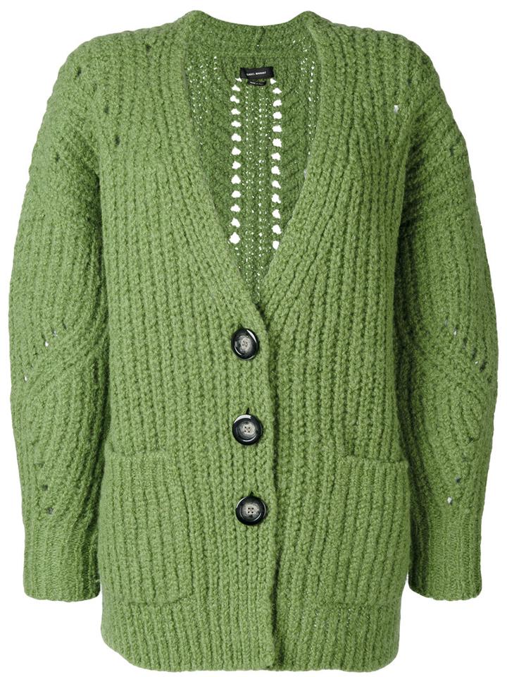 Isabel Marant - Long Knitted Cardigan - Women - Polyester/wool/alpaca - 34, Green, Polyester/wool/alpaca