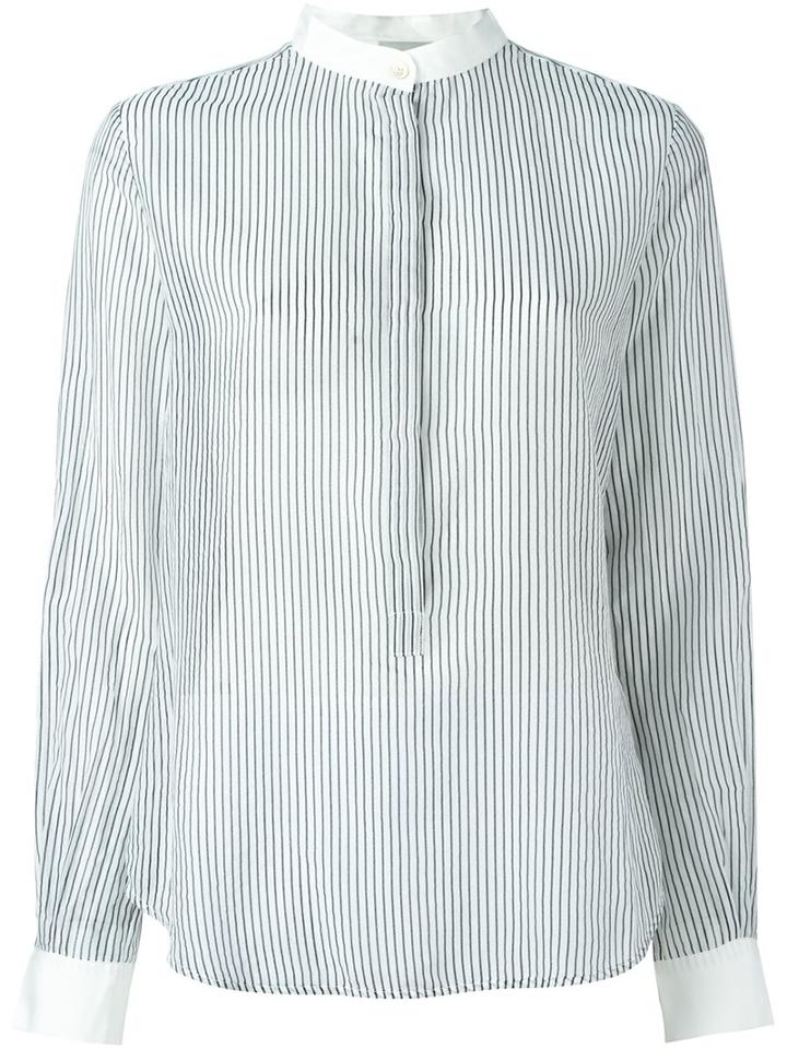 Forte Forte Band Collar Striped Shirt