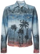 Amiri Palm Tree Print Denim Jacket - Blue