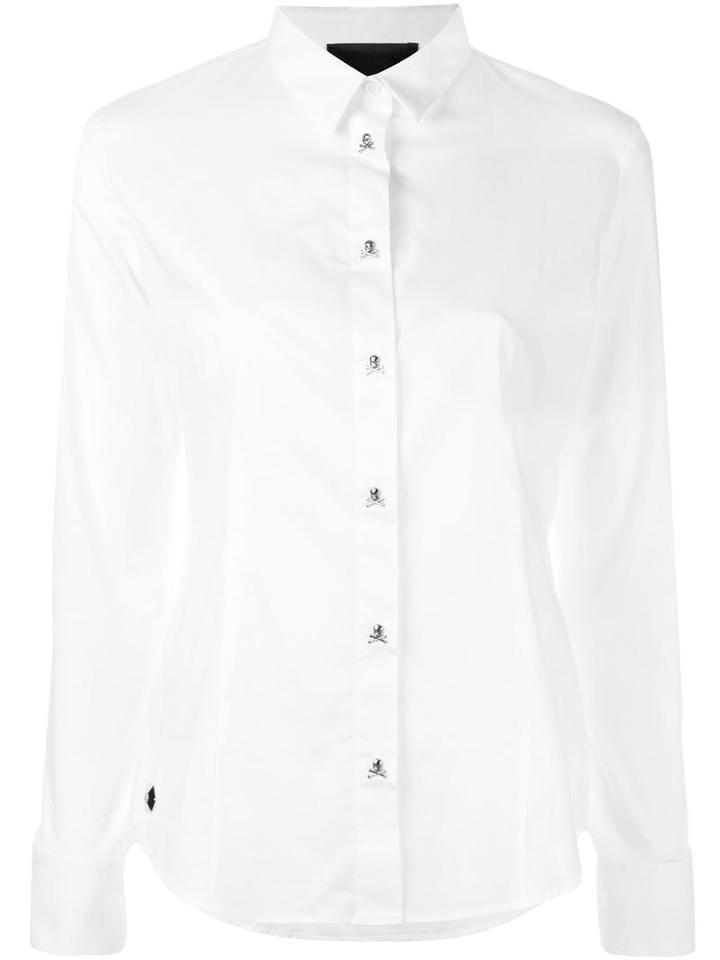 Philipp Plein Virgo Shirt, Women's, Size: Large, White, Cotton/spandex/elastane