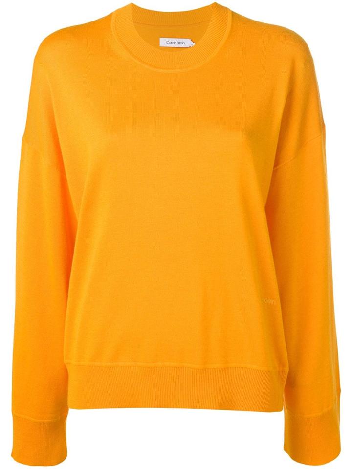 Calvin Klein Logo Embroidered Sweater - Yellow