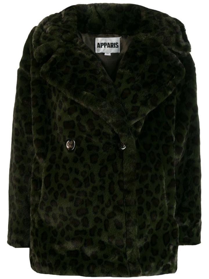 Apparis Faux-fur Button Coat - Green