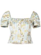 Brock Collection Striped Floral Top - Blue