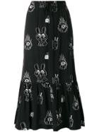 Mcq Alexander Mcqueen Printed Midi Skirt - Black