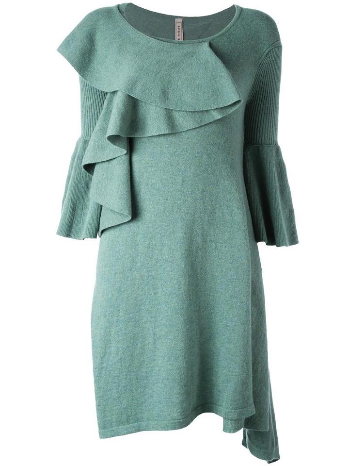 Antonio Marras Ruffle Front Knitted Dress, Women's, Size: Medium, Green, Angora/wool