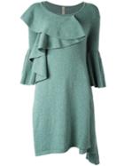 Antonio Marras Ruffle Front Knitted Dress, Women's, Size: Medium, Green, Angora/wool