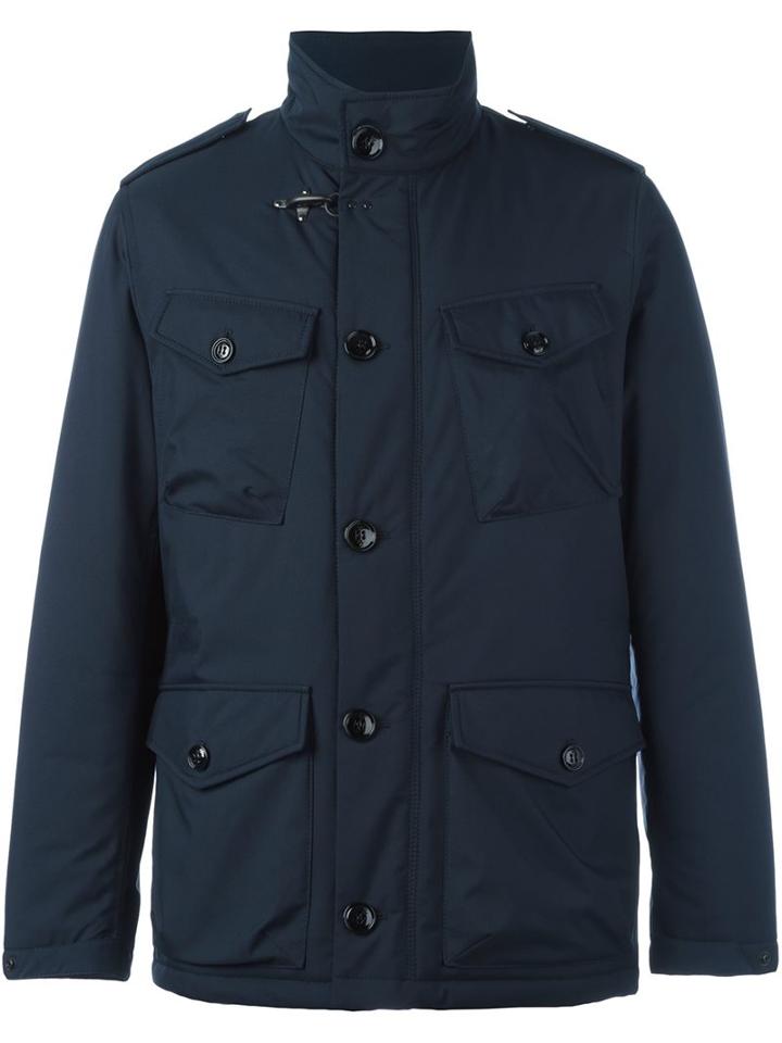Fay Single Breasted Coat, Men's, Size: Small, Blue, Polyester/polyurethane/cotton