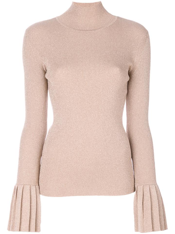 Carven Metallic Roll Neck Jumper - Nude & Neutrals