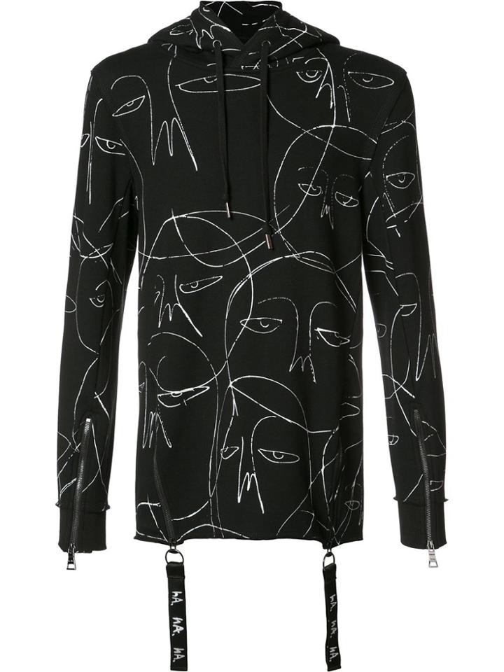 Haculla 'faces' Motif Hoodie - Black