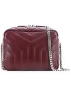 Saint Laurent Panel Chain Shoulder Bag, Women's, Red, Sheep Skin/shearling