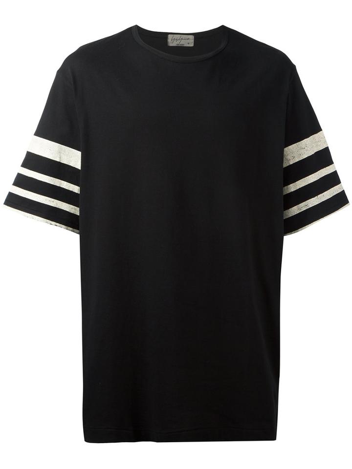 Yohji Yamamoto Striped Sleeves T-shirt, Men's, Size: 3, Black, Cotton