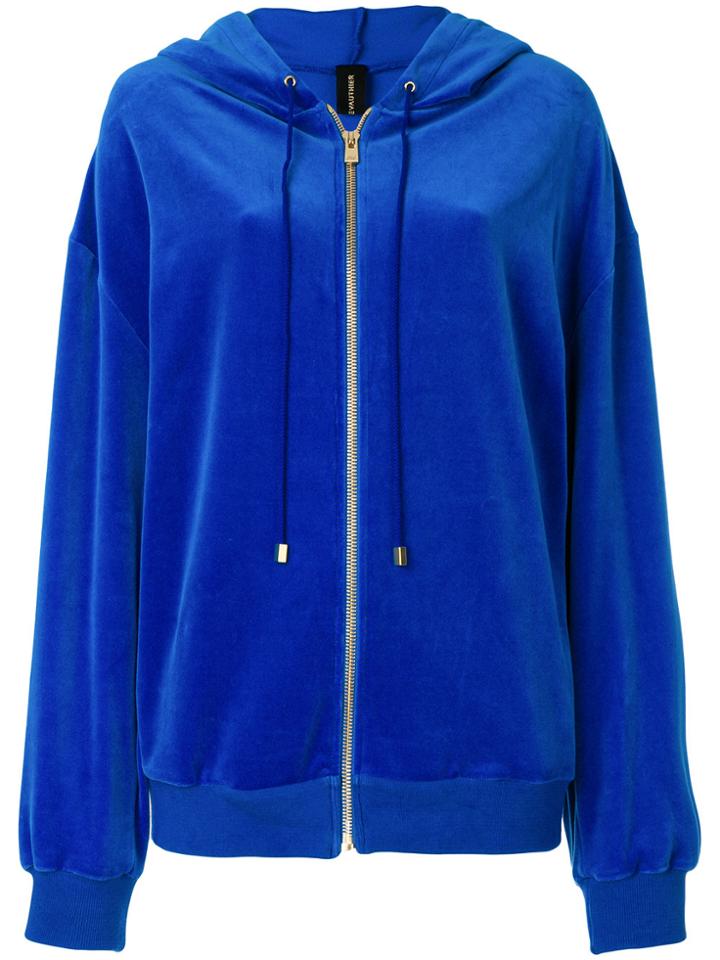 Alexandre Vauthier Logo Embroidered Zip Up Hoodie - Blue
