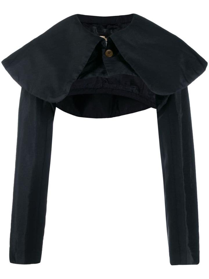 Comme Des Garçons Comme Des Garçons Shoulder-cape Cropped Coat - Black