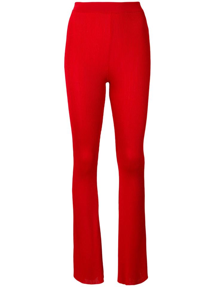Givenchy - Flared Ribbed Trousers - Women - Viscose - S, Red, Viscose