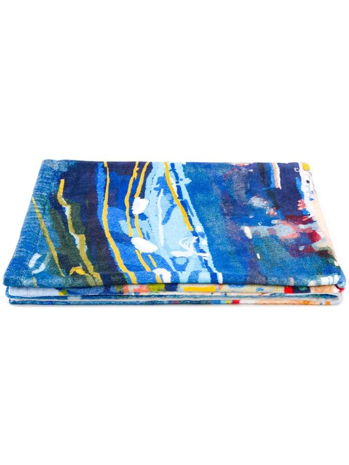 Ermenegildo Zegna Abstract Print Beach Towel - Blue