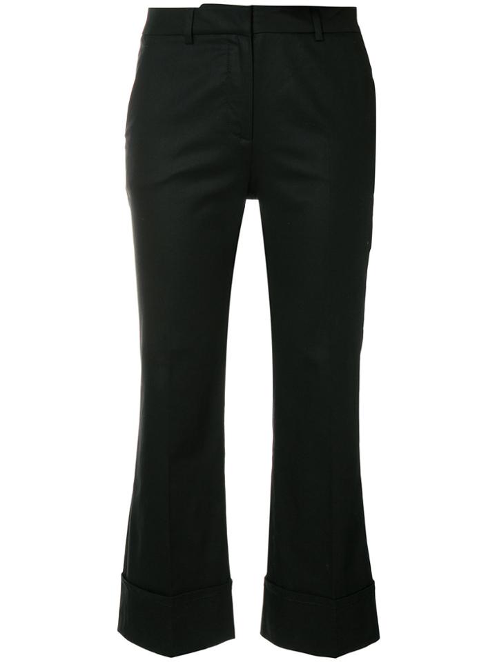 L'autre Chose Pleated Bootcut Cropped Trousers - Black