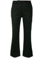 L'autre Chose Pleated Bootcut Cropped Trousers - Black