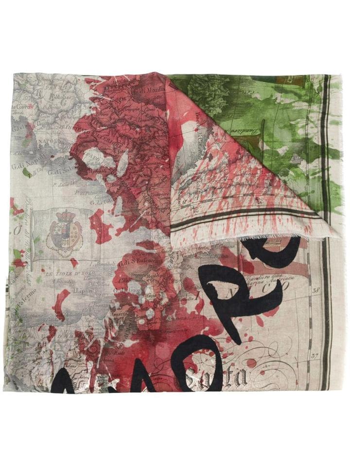 Faliero Sarti Map Print Scarf - Green