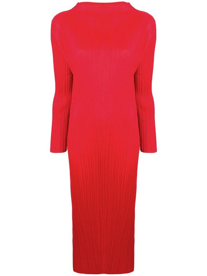 Pleats Please By Issey Miyake Pleated Midi Dress - Red