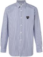 Comme Des Garçons Play Striped Button Down Shirt, Men's, Size: Small, Blue, Cotton