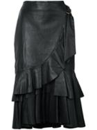 Rebecca Vallance - Ruffled Skirt - Women - Lamb Skin - 14, Black, Lamb Skin