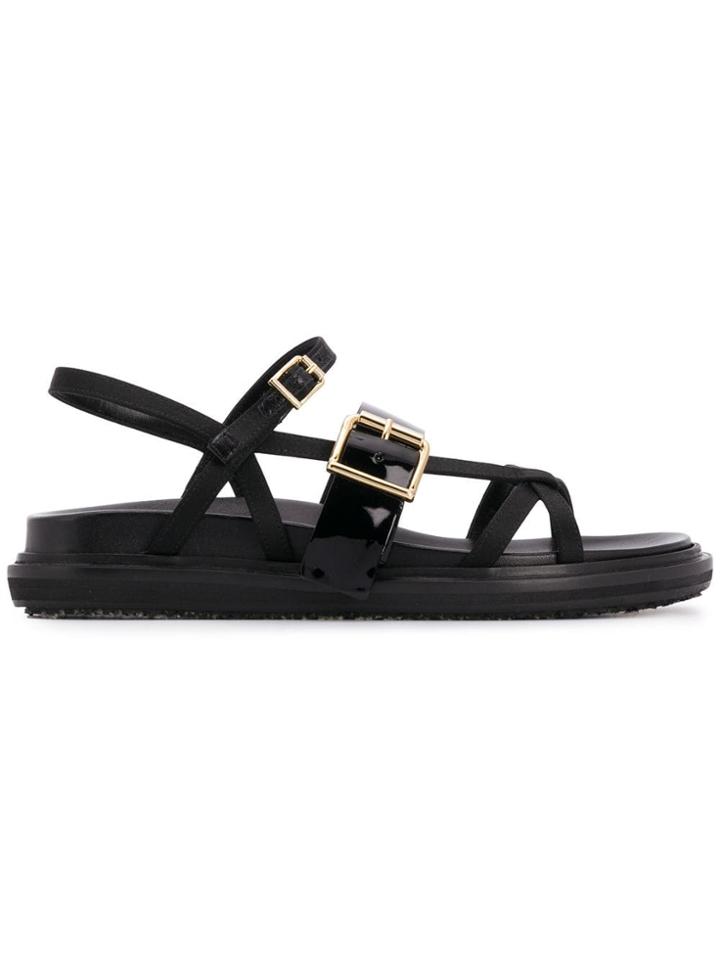Marni Strappy Fussbett Sandals - Black