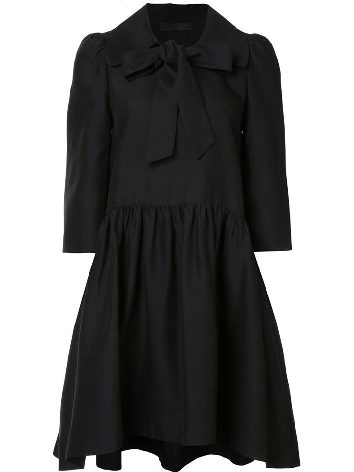 Co Classic Collar Ruffled Dress, Women's, Size: Medium, Black, Silk/cotton/cashmere/wool