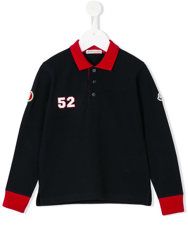 Moncler Kids - Long Sleeve Polo Shirt - Kids - Cotton - 10 Yrs, Boy's, Blue