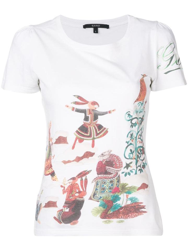Gucci Vintage 2000's Printed Animals T-shirt - White