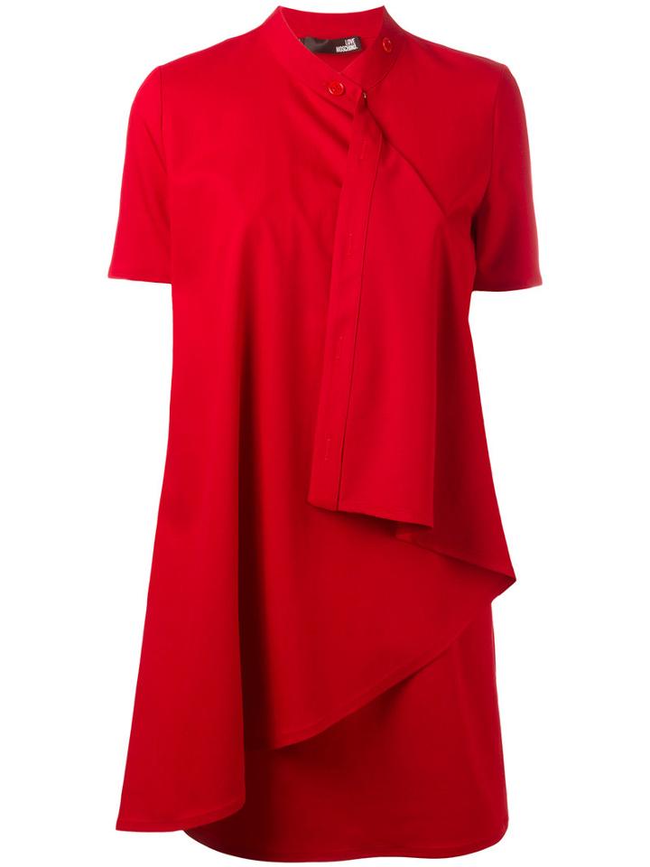 Love Moschino Flared Trim Dress, Women's, Size: 40, Red, Viscose/polyester/spandex/elastane