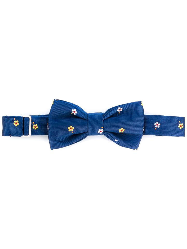 Fefè Floral Embroidered Bow Tie - Blue