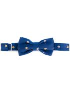 Fefè Floral Embroidered Bow Tie - Blue