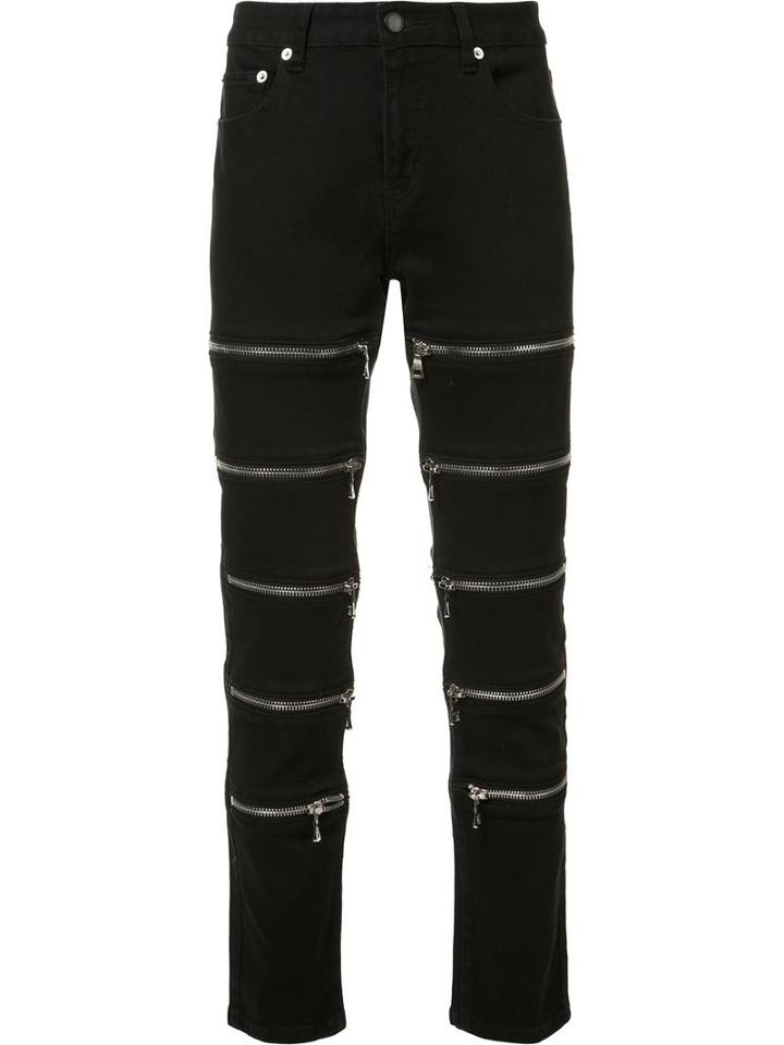 God's Masterful Children Multiple Zips Skinny Jeans, Men's, Size: 32, Black, Cotton/polyester