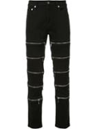 God's Masterful Children Multiple Zips Skinny Jeans, Men's, Size: 32, Black, Cotton/polyester